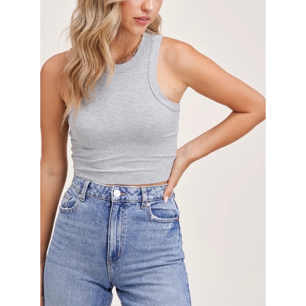 Heather Grey Breeze Ribbed Crop Top